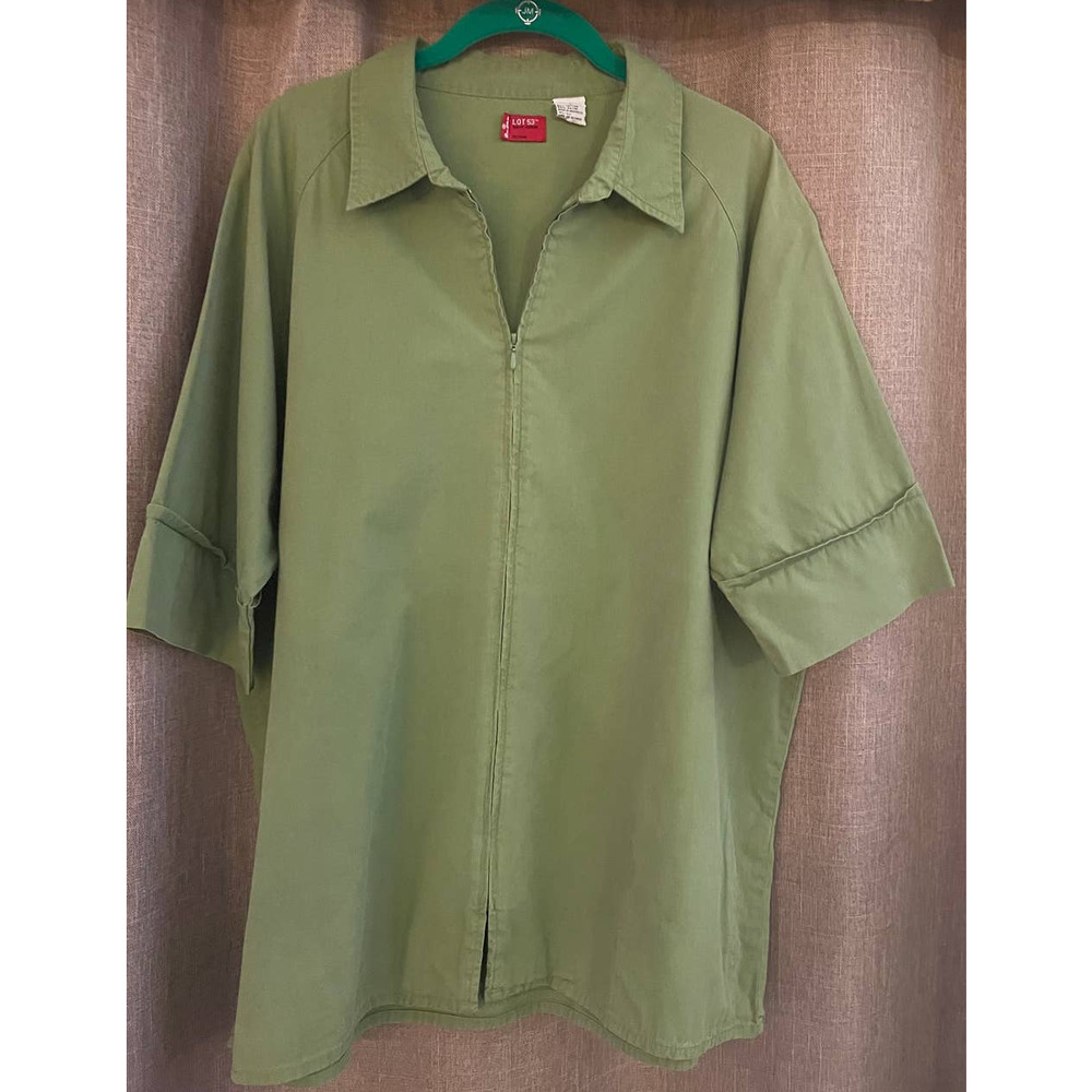 Levi’s Lot 53 Short-Sleeve Full Zipper-Front Shirt in Army Green - Large